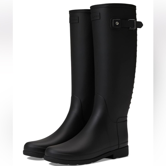 HUNTER Creeper Matte Black label tall boots classic timeless capsule chic - Picture 1 of 9